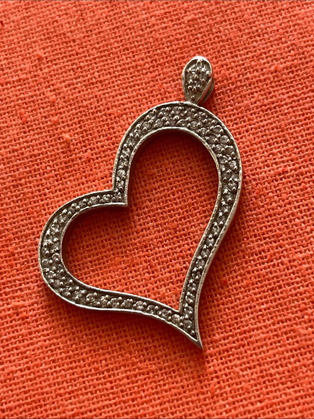 Sterling Silver Heart Pendant with Pavé Crystals - Women Jewelry